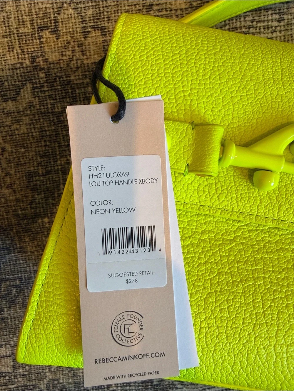 NWT Rebecca Minkoff Lou Neon Yellow Top-Handle Crossbody